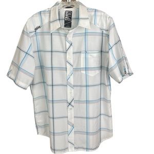 BILLABONG | All Day Short Sleeve Shirt For Men | White, Blue/Gray Plaid | Large
